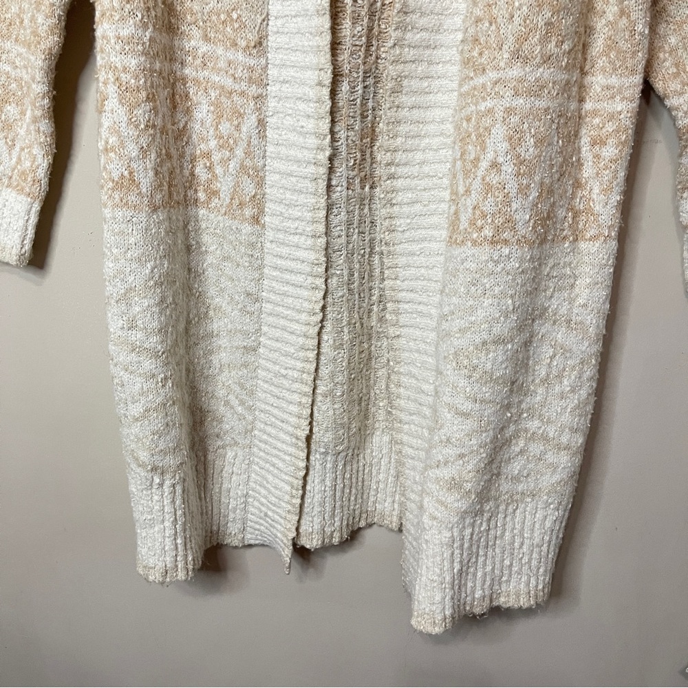 ❌SOLD❌JOIE Open Front Longline Cardigan Nordic Knit Beige, Large - Picture 4 of 10